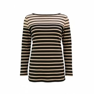 Med J.Crew Artistic T Cotton Pullover Long Sleeve T Black Beige Boat Neck Cotton